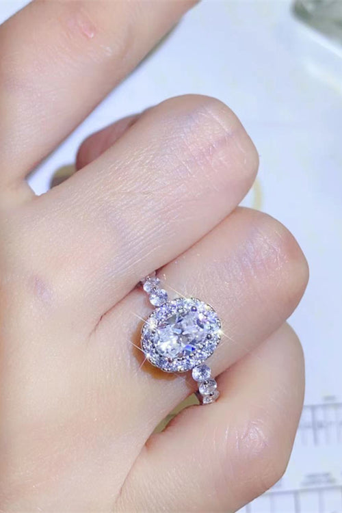 2 Carat Moissanite 925 Sterling Silver Halo Ring-Teresa's Fashionista LLC