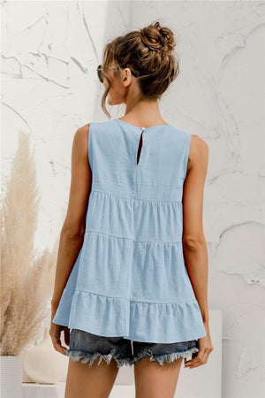 Round Neck Tiered Tank-Teresa's Fashionista LLC