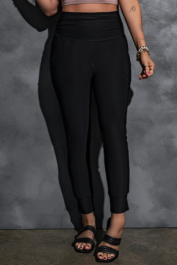 High-Rise Wide Waistband Joggers-Teresa's Fashionista LLC