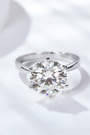 Platinum-Plated 5 Carat Moissanite Solitaire Ring-Teresa's Fashionista LLC