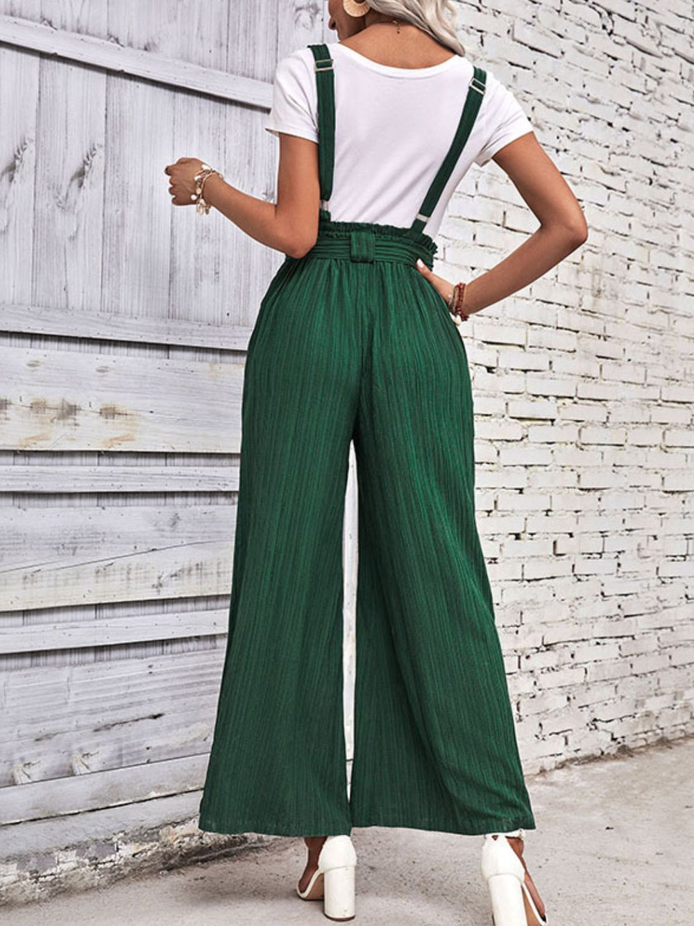 Tie Belt Wide Leg Overalls-Teresa's Fashionista LLC