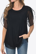 Round Neck Curved Hem Blouse-Teresa's Fashionista LLC