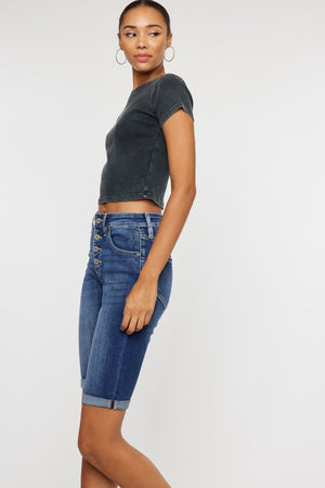 Kancan Full Size Cat's Whiskers Button Fly Denim Shorts-Teresa's Fashionista LLC
