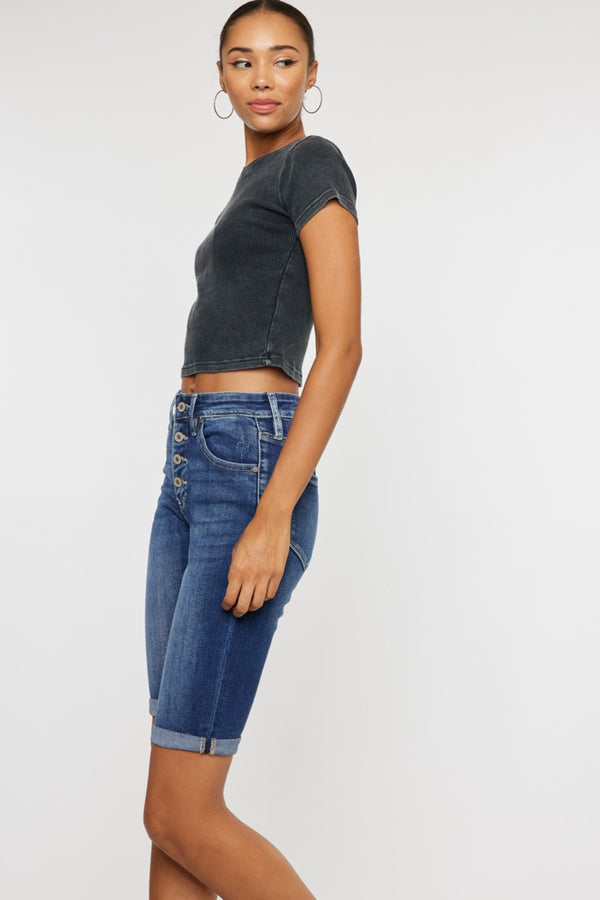 Kancan Full Size Cat's Whiskers Button Fly Denim Shorts-Teresa's Fashionista LLC