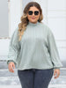 Plus Size Mock Neck Long Sleeve Knit Top-Teresa's Fashionista LLC