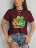 LUCKY VIBES Round Neck Short Sleeve T-Shirt-Teresa's Fashionista LLC