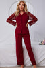 Spliced Lace Lapel Collar Pajama Set-Teresa's Fashionista LLC