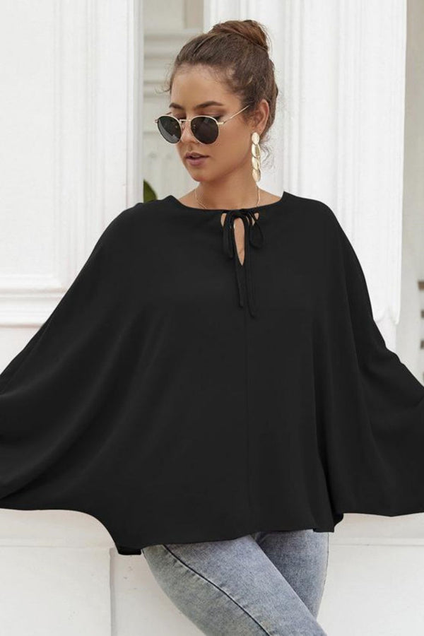 Tie Neck Balloon Sleeve Blouse-Teresa's Fashionista LLC