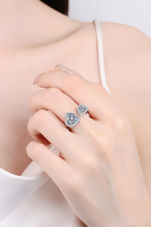 Heart-Shape Moissanite Open Ring-Teresa's Fashionista LLC