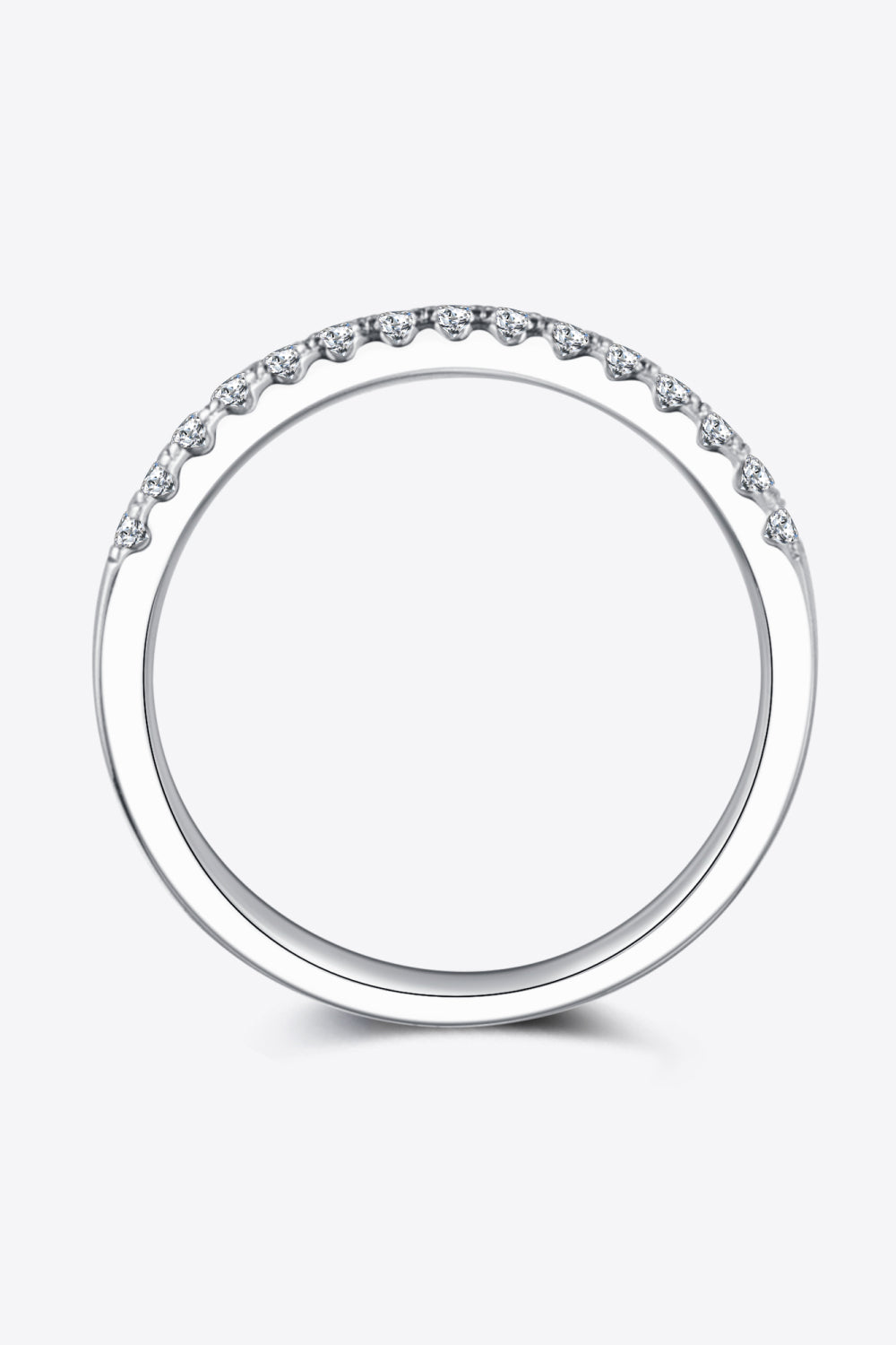 Moissanite Platinum-Plated Half-Eternity Ring-Teresa&#39;s Fashionista LLC