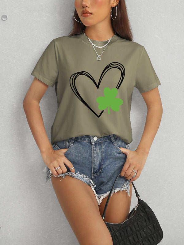 Heart Lucky Clover Short Sleeve T-Shirt-Teresa's Fashionista LLC