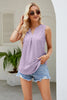 Notched Neck Curved Hem Eyelet Tank-Teresa's Fashionista LLC