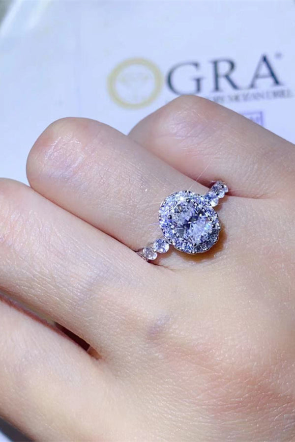 2 Carat Moissanite 925 Sterling Silver Halo Ring-Teresa's Fashionista LLC