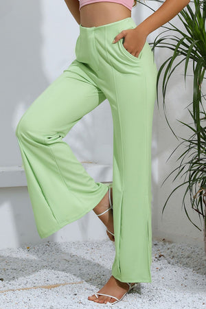 Slit High-Rise Flare Pants-Teresa's Fashionista LLC