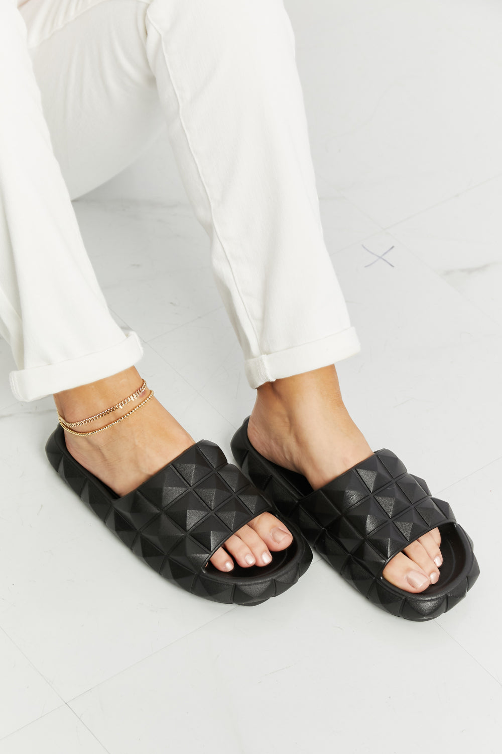 Legend Let's Chill 3D Stud Slide Sandal-Teresa&#39;s Fashionista LLC