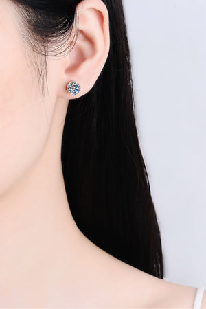 2 Carat Moissanite Rhodium-Plated Stud Earrings-Teresa's Fashionista LLC