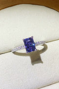 1 Carat Moissanite 925 Sterling Silver Rectangle Ring in Blue-Teresa's Fashionista LLC