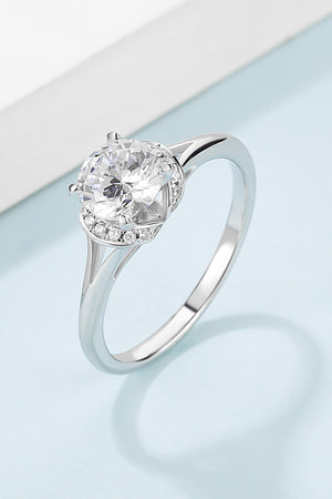1 Carat Moissanite 925 Sterling Silver Split Shank Ring-Teresa's Fashionista LLC