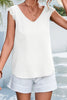 Lace Detail Eyelash Trim V-Neck Tank-Teresa's Fashionista LLC