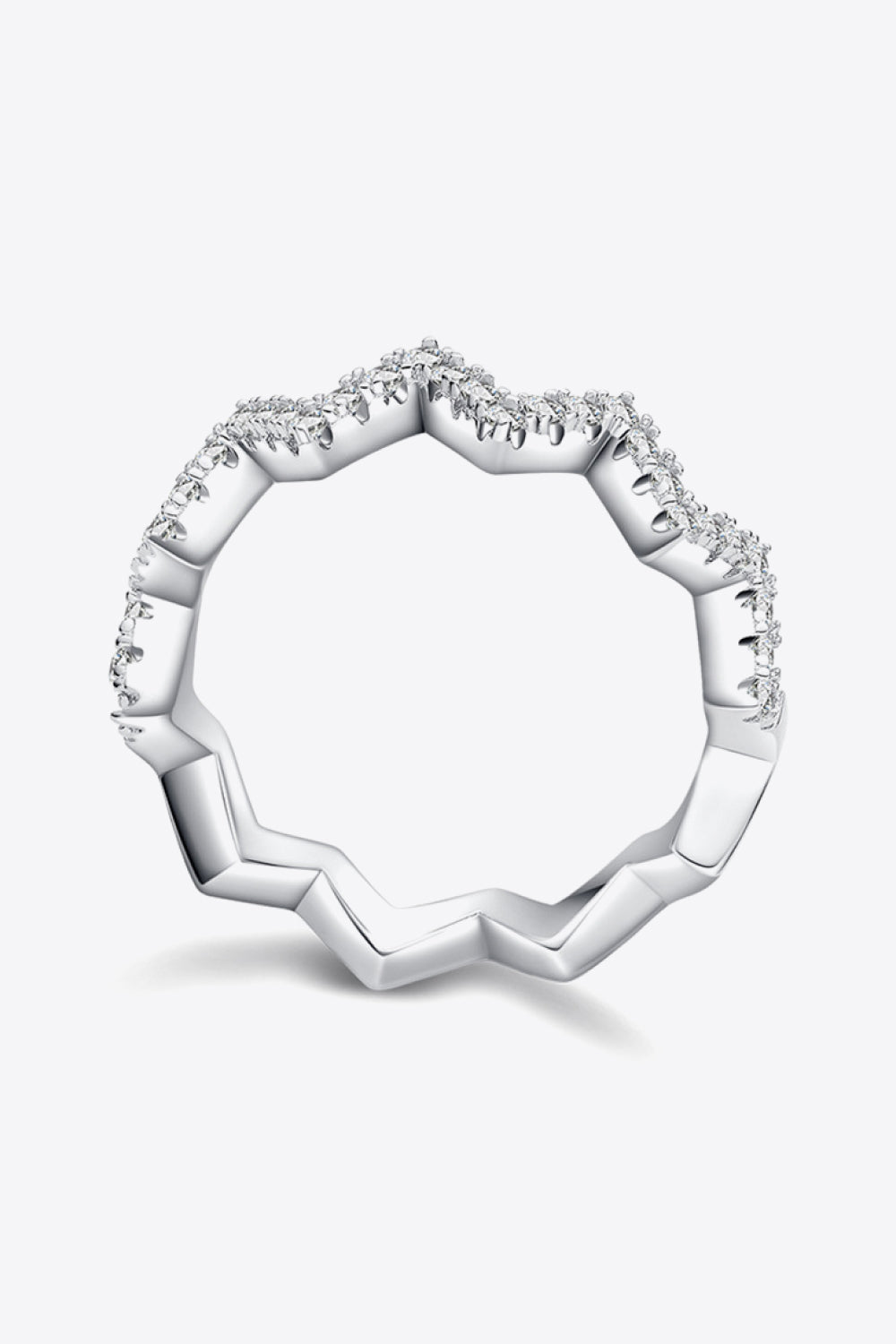 Moissanite Wavy Band Ring-Teresa&#39;s Fashionista LLC