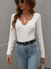 V-Neck Ribbed Knit Top-Teresa's Fashionista LLC