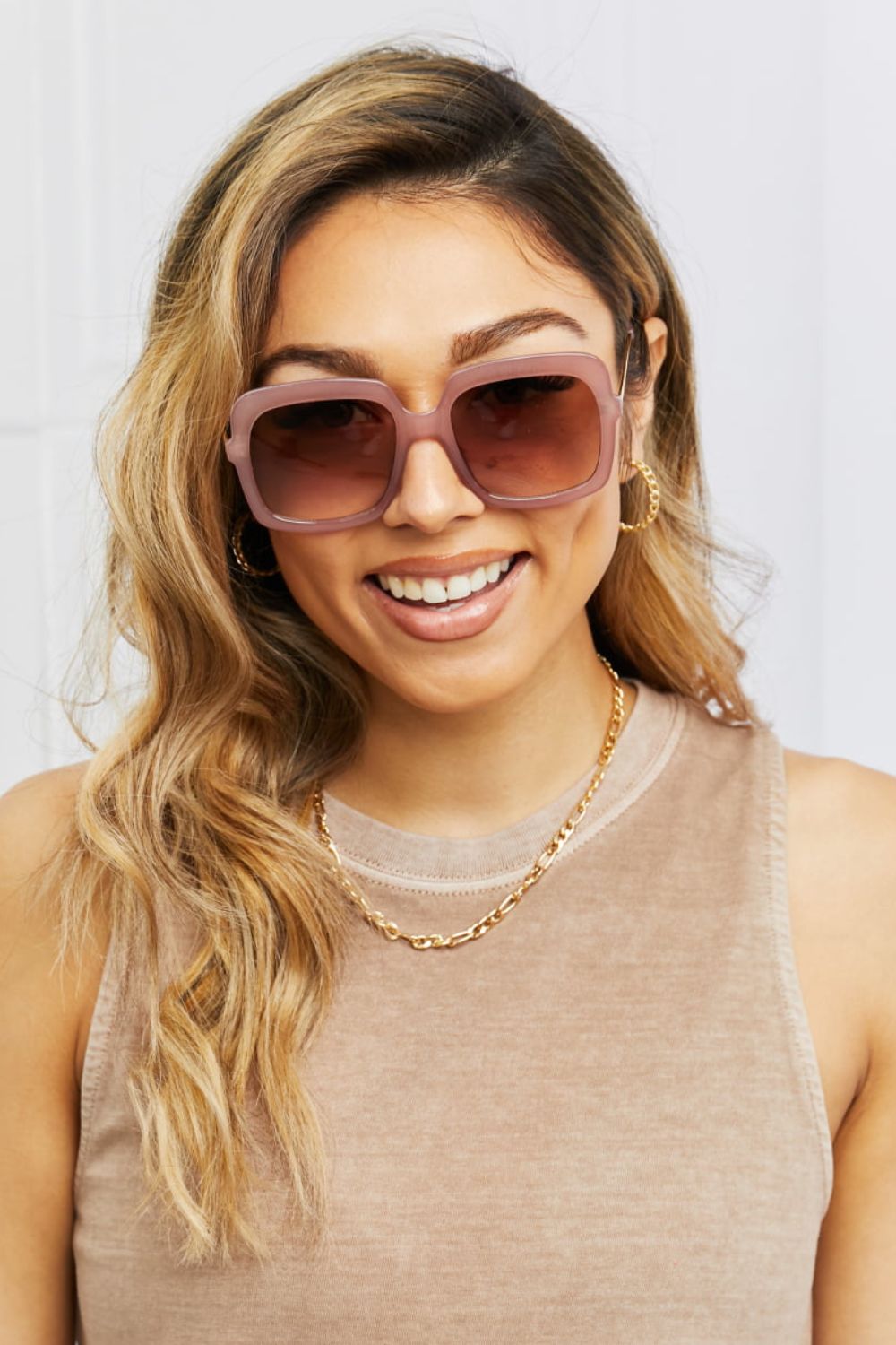 Square Metal-Plastic Hybrid Temple Sunglasses-Teresa's Fashionista LLC