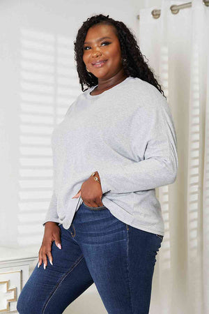 Double Take Seam Detail Round Neck Long Sleeve Top-Teresa's Fashionista LLC