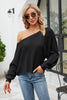 Boat Neck Horizontal Ribbing Dolman Sleeve Sweater-Teresa's Fashionista LLC