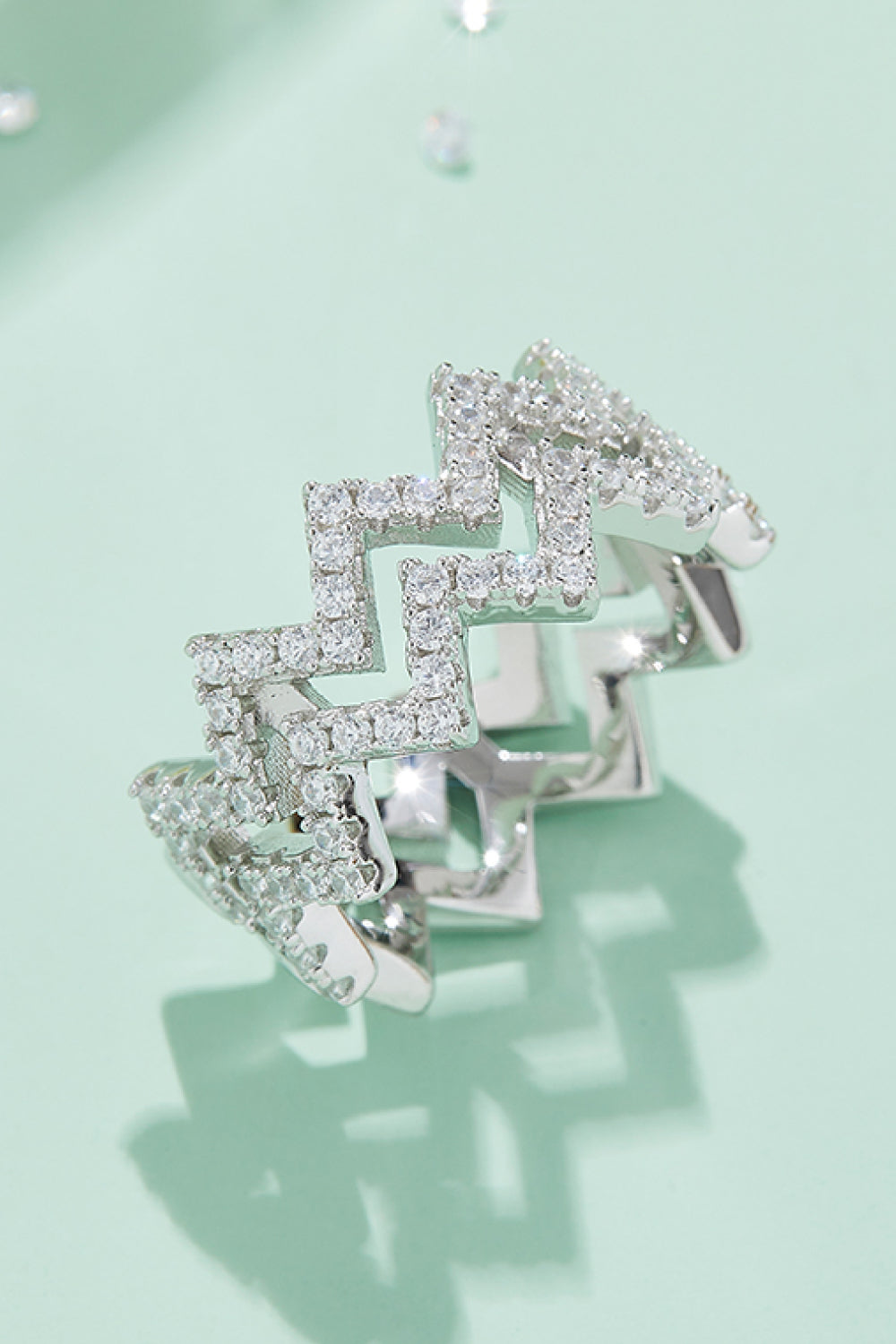 Moissanite Zigzag Stacking Rings-Teresa's Fashionista LLC