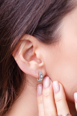 Inlaid Moissanite Huggie Earrings-Teresa's Fashionista LLC