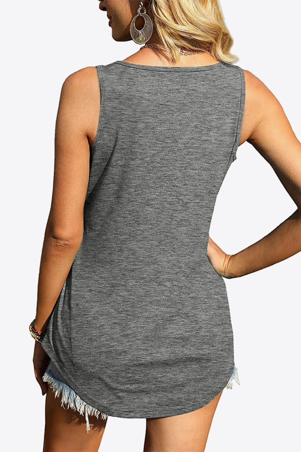 Curved Hem Square Neck Tank-Teresa's Fashionista LLC