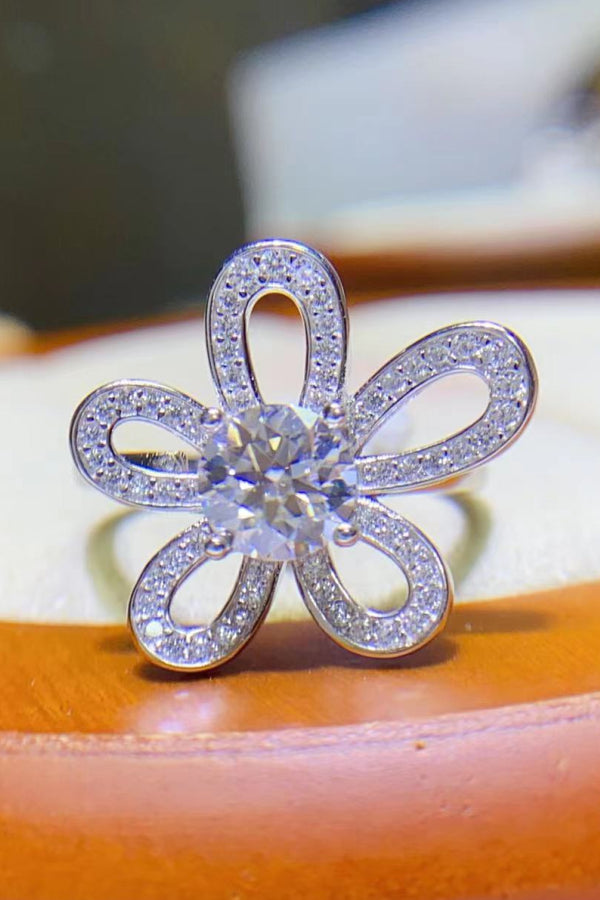 1 Carat Moissanite Flower-Shape Open Ring-Teresa's Fashionista LLC