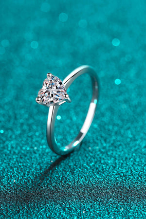 925 Sterling Silver Heart-Shaped Moissanite Solitaire Ring-Teresa's Fashionista LLC