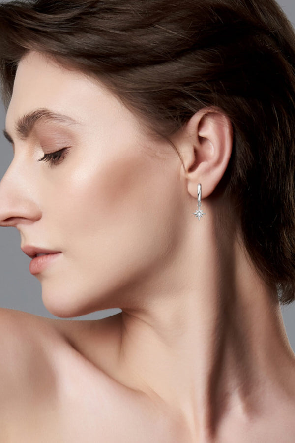 Moissanite Star Drop Earrings-Teresa's Fashionista LLC