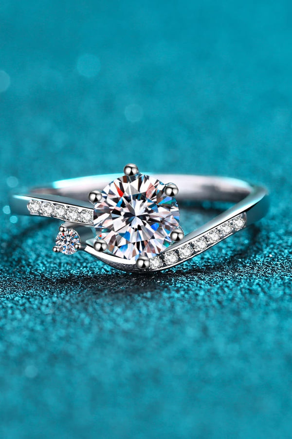 1 Carat Moissanite 925 Sterling Silver Bypass Ring-Teresa's Fashionista LLC