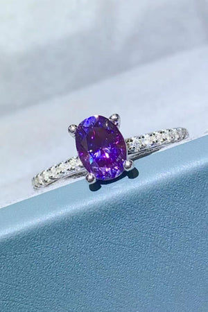 1 Carat Purple Moissanite 4-Prong Ring-Teresa's Fashionista LLC