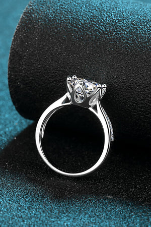 3 Carat Moissanite Rhodium-Plated Side Stone Ring-Teresa's Fashionista LLC