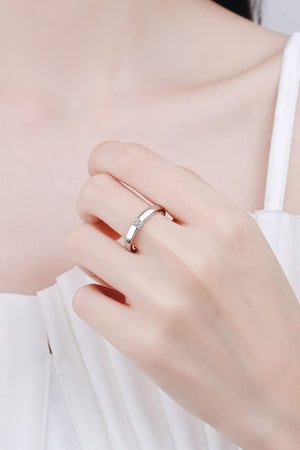 Inlaid Moissanite Rhodium-Plated Ring-Teresa's Fashionista LLC