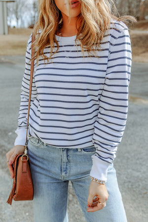 Striped Long Sleeve Round Neck Top-Teresa's Fashionista LLC
