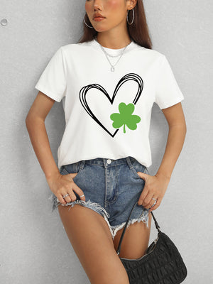 Heart Lucky Clover Short Sleeve T-Shirt-Teresa's Fashionista LLC