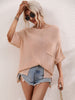 Boat Neck Cuffed Sleeve Slit Tunic Knit Top-Teresa's Fashionista LLC