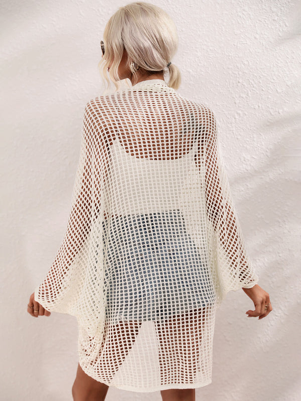 Openwork Open Front Longline Cover Up-Teresa's Fashionista LLC