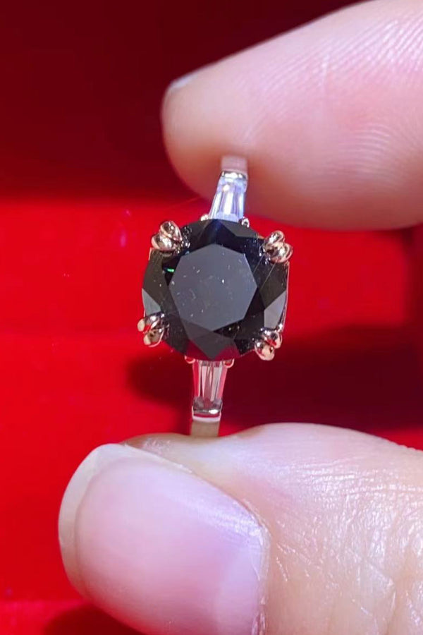 2 Carat Black Moissanite Platinum-Plated Ring-Teresa's Fashionista LLC