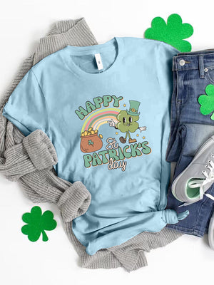 HAPPY ST PATRICK'S DAY Round Neck T-Shirt-Teresa's Fashionista LLC