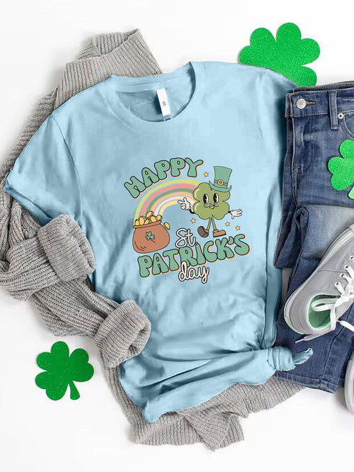 HAPPY ST PATRICK'S DAY Round Neck T-Shirt-Teresa's Fashionista LLC