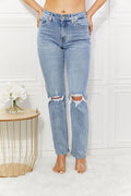 Kancan Abby High Rise Slim Straight Jeans-Teresa's Fashionista LLC