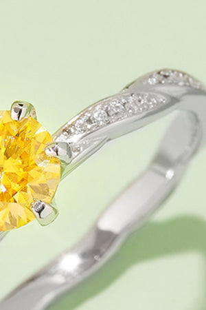 1 Carat Moissanite Contrast 925 Sterling Silver Ring-Teresa's Fashionista LLC