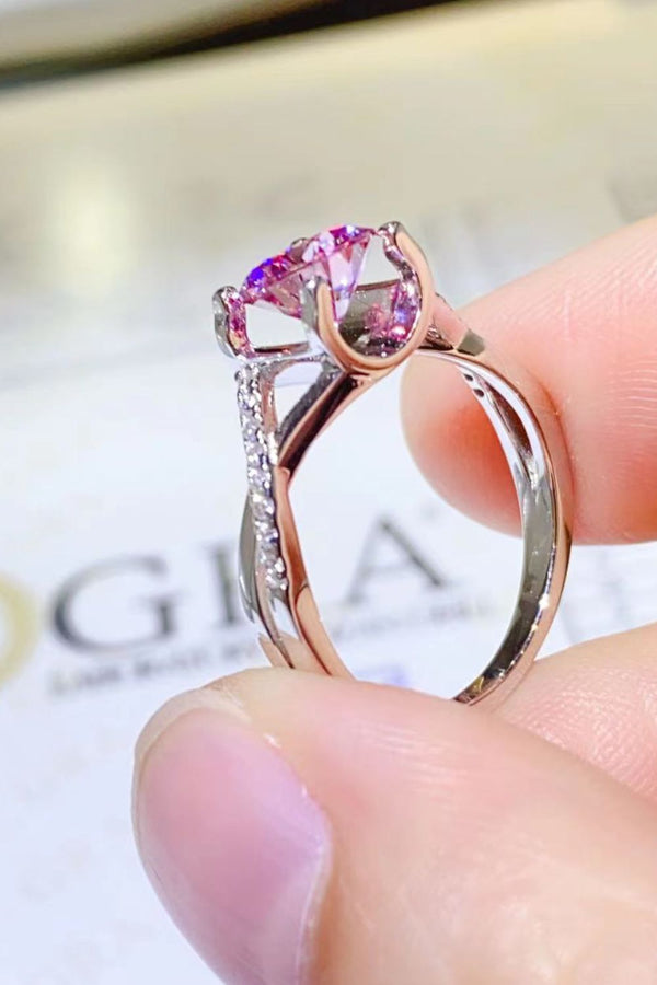 1 Carat Moissanite Crisscross 925 Sterling Silver Ring-Teresa's Fashionista LLC