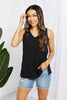 Blumin Apparel Chance of Sun Full Size Ribbed V-Neck Tank in Black-Teresa's Fashionista LLC