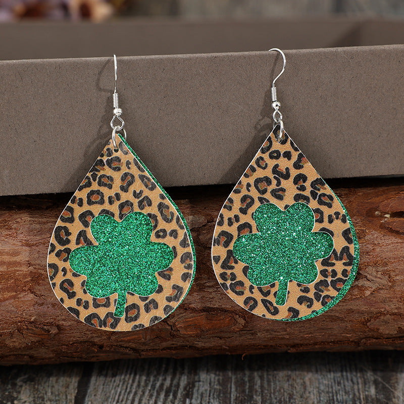 Leopard Hollowed Leather Teardrop Earrings-Teresa's Fashionista LLC